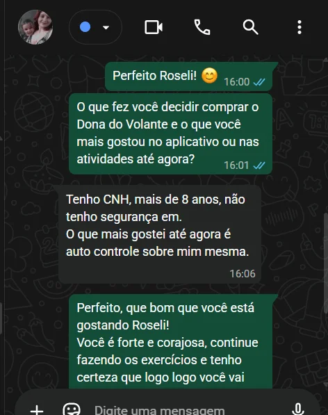 Depoimento Aluna Dona do Volante