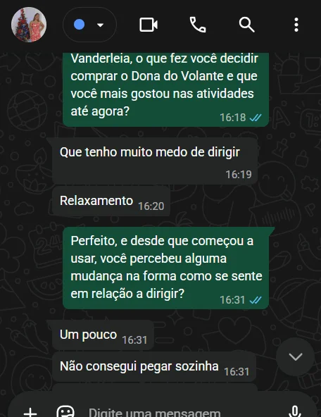 Depoimento Aluna Dona do Volante